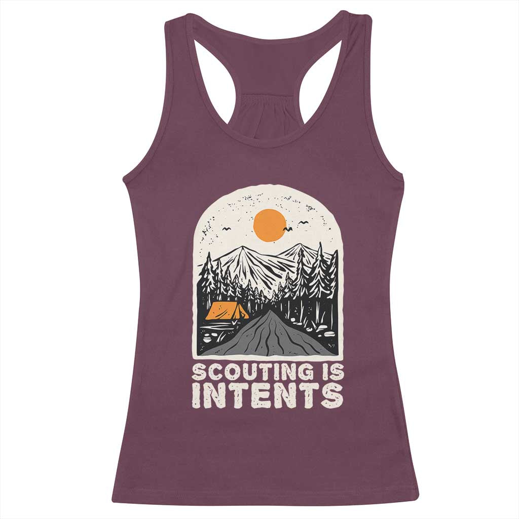 Funny Scout Camping Racerback Tank Top Scouting Is Intents Hiking Camper Outdoors Adventure - Wonder Print Shop