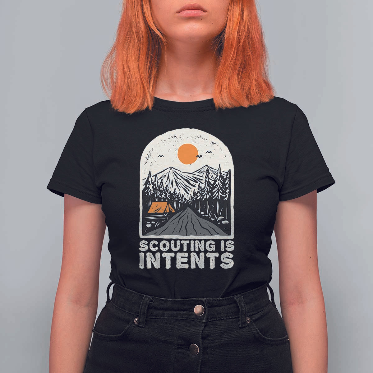 Funny Scout Camping T Shirt For Women Scouting Is Intents Hiking Camper Outdoors Adventure - Wonder Print Shop