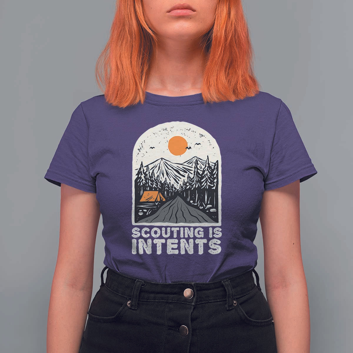 Funny Scout Camping T Shirt For Women Scouting Is Intents Hiking Camper Outdoors Adventure - Wonder Print Shop