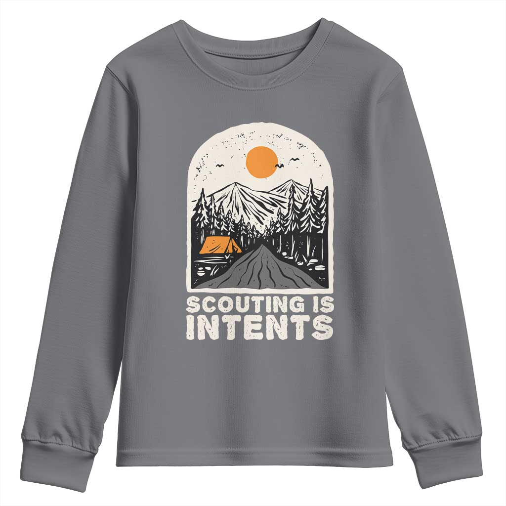 Funny Scout Camping Youth Sweatshirt Scouting Is Intents Hiking Camper Outdoors Adventure - Wonder Print Shop