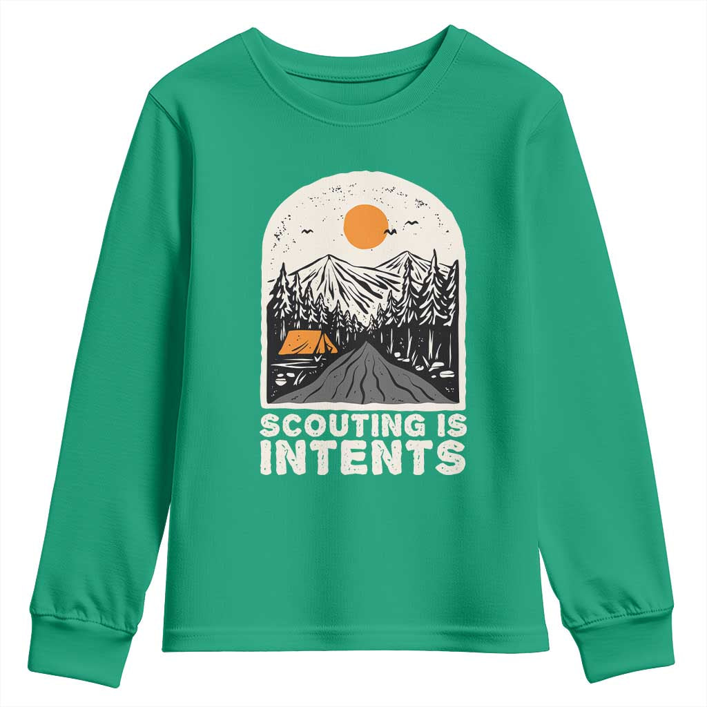 Funny Scout Camping Youth Sweatshirt Scouting Is Intents Hiking Camper Outdoors Adventure - Wonder Print Shop