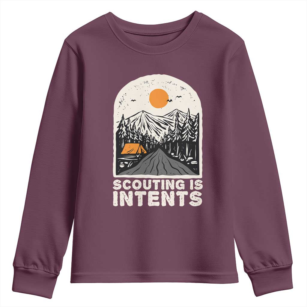 Funny Scout Camping Youth Sweatshirt Scouting Is Intents Hiking Camper Outdoors Adventure - Wonder Print Shop