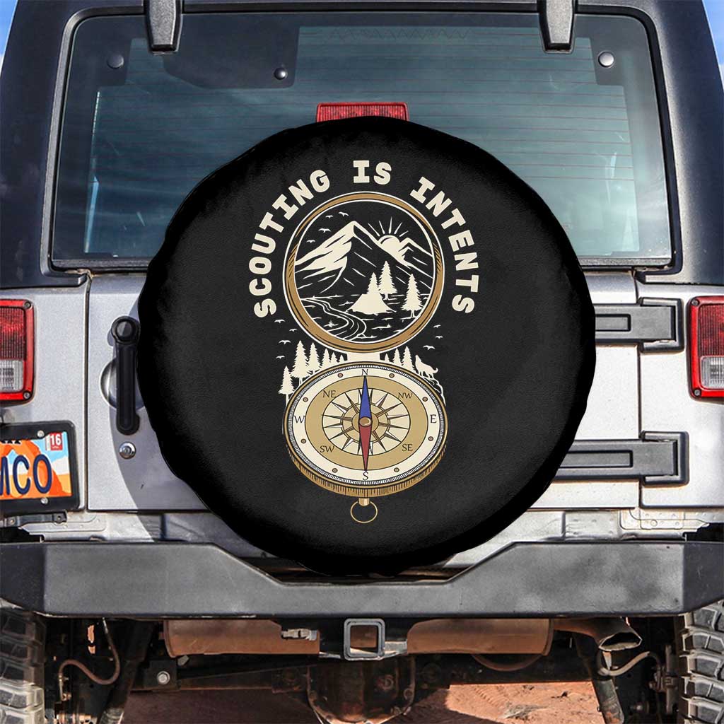 Funny Scout Camping Spare Tire Cover Scouting Is Intents Compass Camper Hiking Outdoors Adventure - Wonder Print Shop