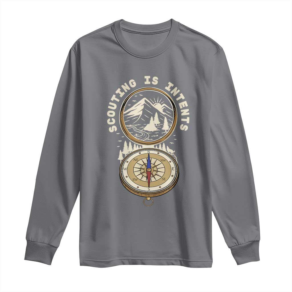 Funny Scout Camping Long Sleeve Shirt Scouting Is Intents Compass Camper Hiking Outdoors Adventure - Wonder Print Shop
