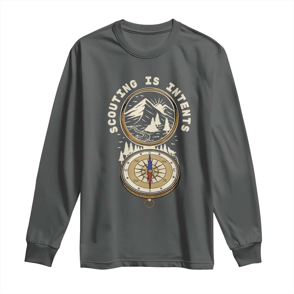 Funny Scout Camping Long Sleeve Shirt Scouting Is Intents Compass Camper Hiking Outdoors Adventure - Wonder Print Shop