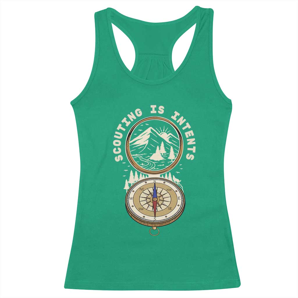 Funny Scout Camping Racerback Tank Top Scouting Is Intents Compass Camper Hiking Outdoors Adventure - Wonder Print Shop