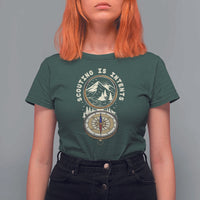 Funny Scout Camping T Shirt For Women Scouting Is Intents Compass Camper Hiking Outdoors Adventure - Wonder Print Shop