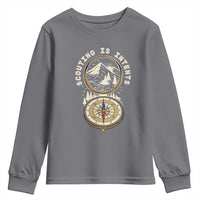 Funny Scout Camping Youth Sweatshirt Scouting Is Intents Compass Camper Hiking Outdoors Adventure - Wonder Print Shop