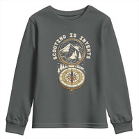 Funny Scout Camping Youth Sweatshirt Scouting Is Intents Compass Camper Hiking Outdoors Adventure - Wonder Print Shop