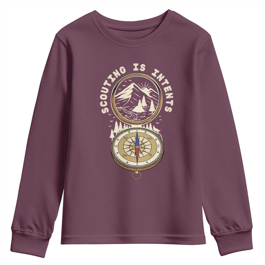 Funny Scout Camping Youth Sweatshirt Scouting Is Intents Compass Camper Hiking Outdoors Adventure - Wonder Print Shop