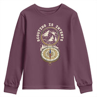 Funny Scout Camping Youth Sweatshirt Scouting Is Intents Compass Camper Hiking Outdoors Adventure - Wonder Print Shop