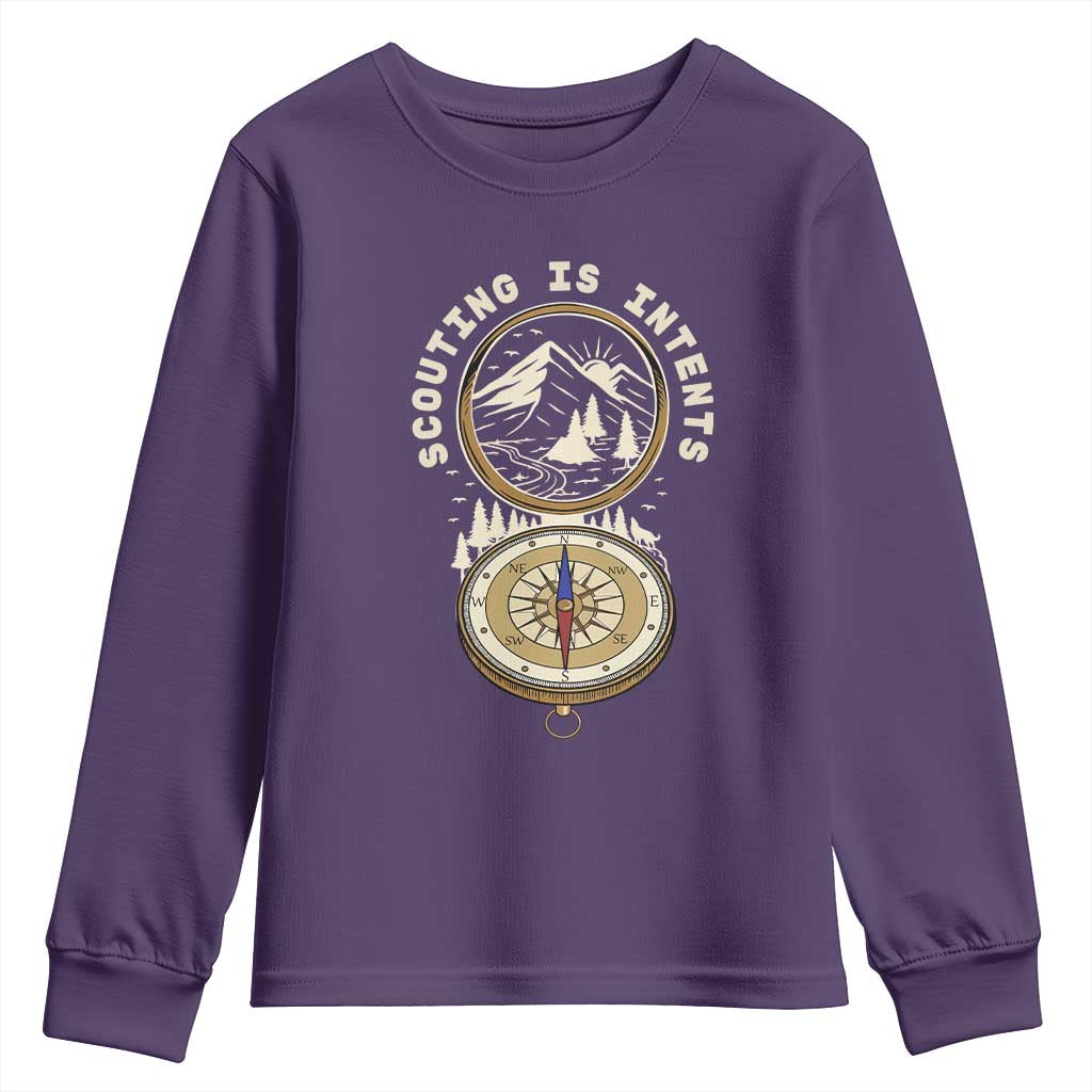 Funny Scout Camping Youth Sweatshirt Scouting Is Intents Compass Camper Hiking Outdoors Adventure - Wonder Print Shop