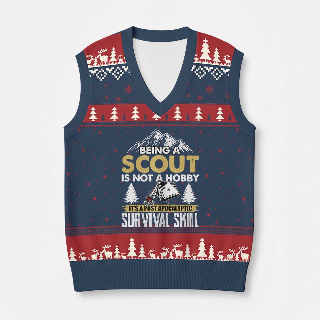Funny Scout V-Neck Knit Sweater Vest Being A Scout Is Not A Hobby It's A Survial Skill Scouting - Wonder Print Shop