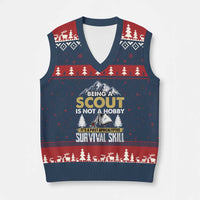 Funny Scout V-Neck Knit Sweater Vest Being A Scout Is Not A Hobby It's A Survial Skill Scouting - Wonder Print Shop