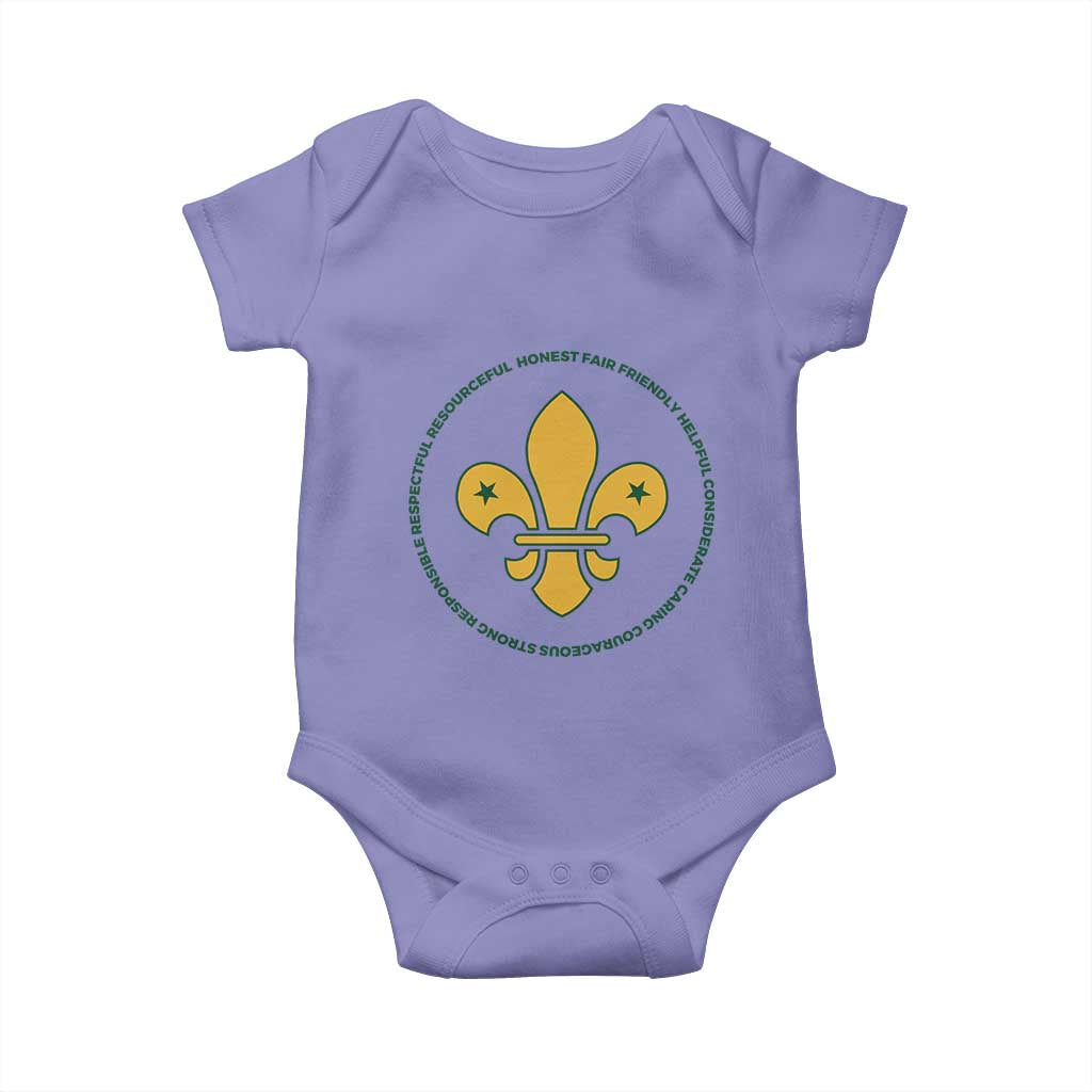 Scout Law Values Baby Onesie Scouting Troop Leader Fleur-de-Lis