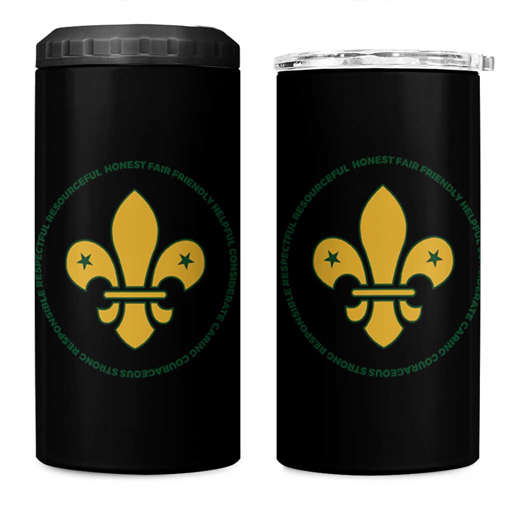 Scout Law Values 4 in 1 Can Cooler Tumbler Scouting Troop Leader Fleur-de-Lis