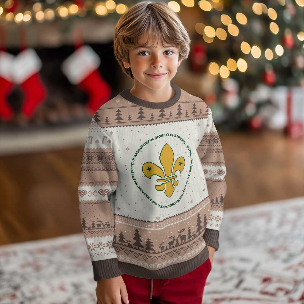 Scout Law Values Ugly Christmas Sweater Scouting Troop Leader Fleur-de-Lis - Wonder Print Shop