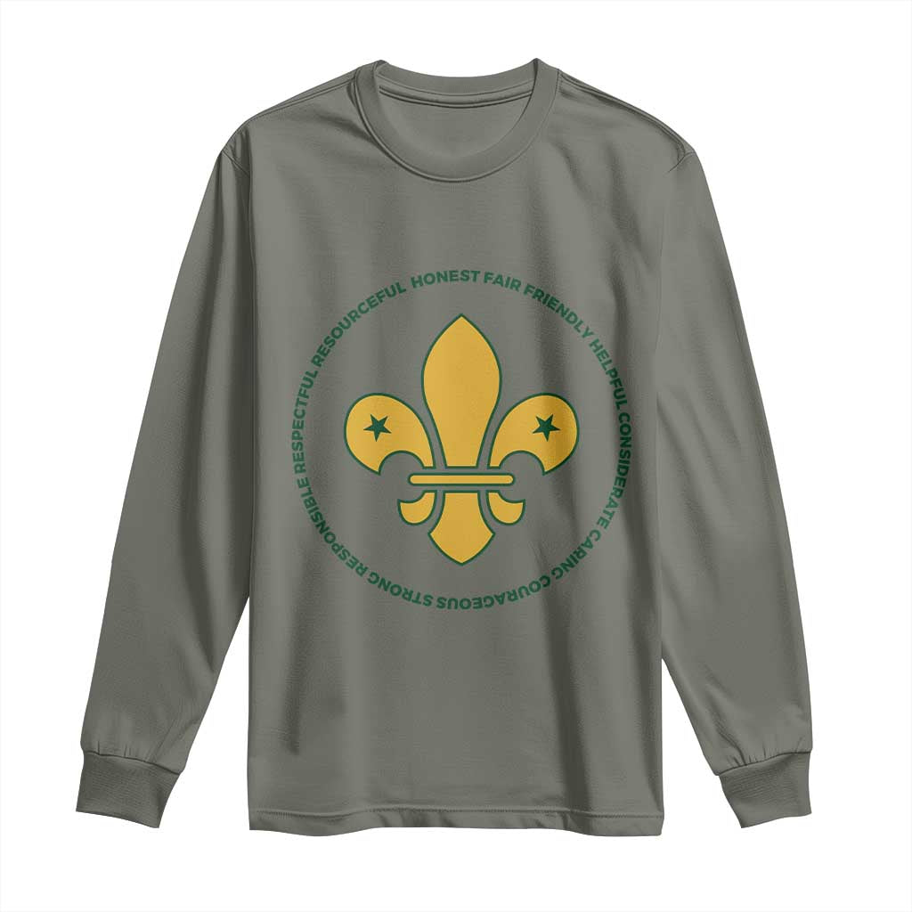 Scout Law Values Long Sleeve Shirt Scouting Troop Leader Fleur-de-Lis