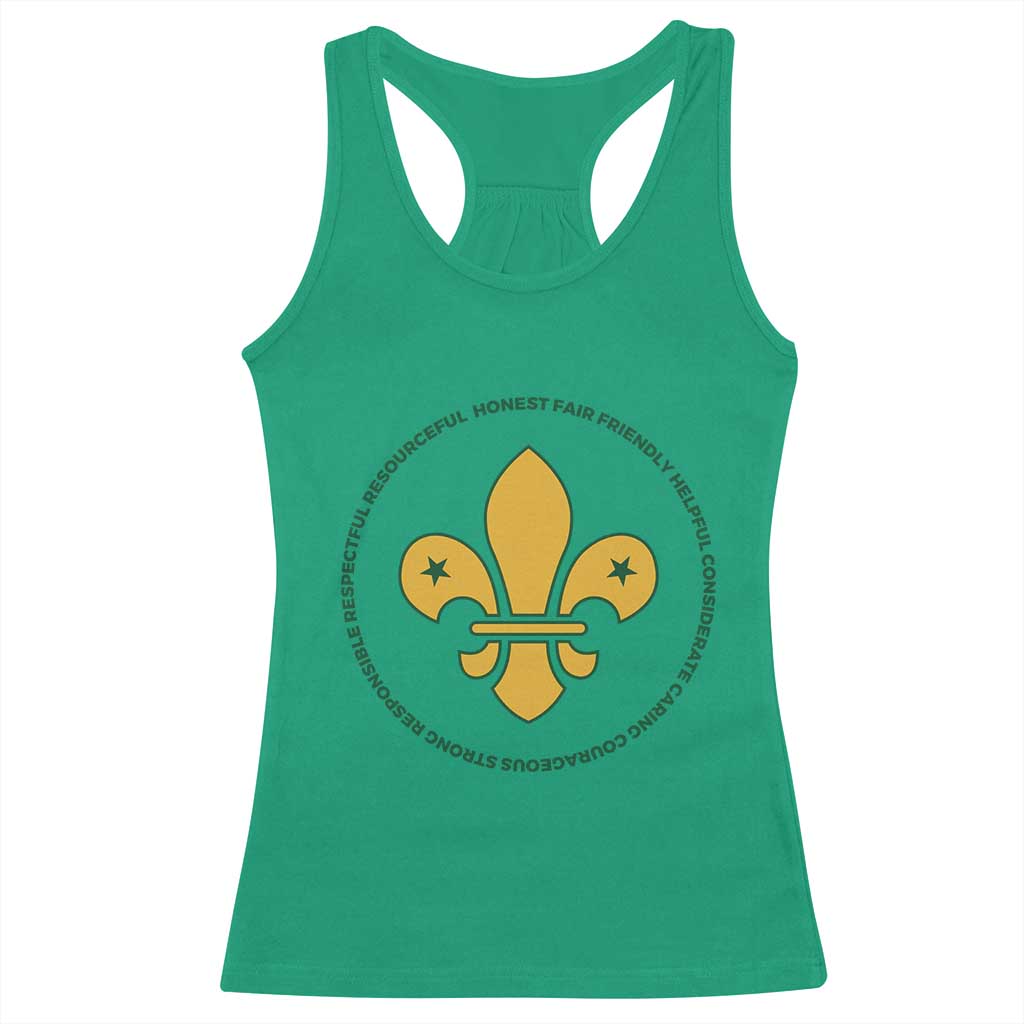 Scout Law Values Racerback Tank Top Scouting Troop Leader Fleur-de-Lis