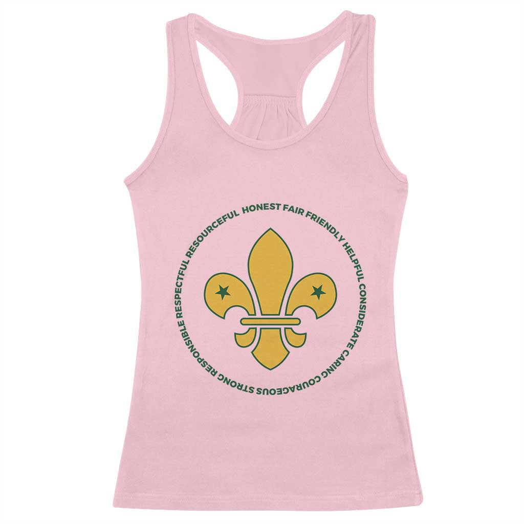 Scout Law Values Racerback Tank Top Scouting Troop Leader Fleur-de-Lis