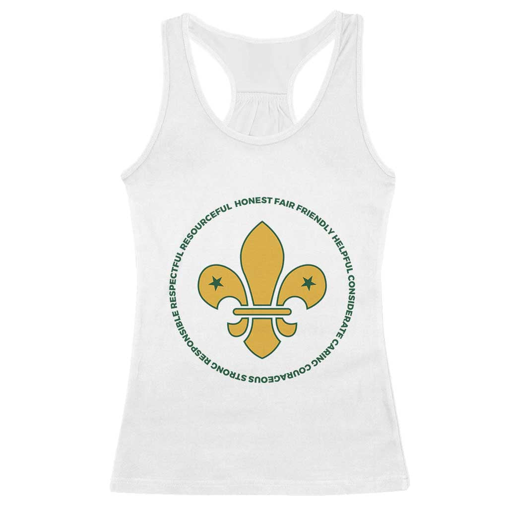 Scout Law Values Racerback Tank Top Scouting Troop Leader Fleur-de-Lis