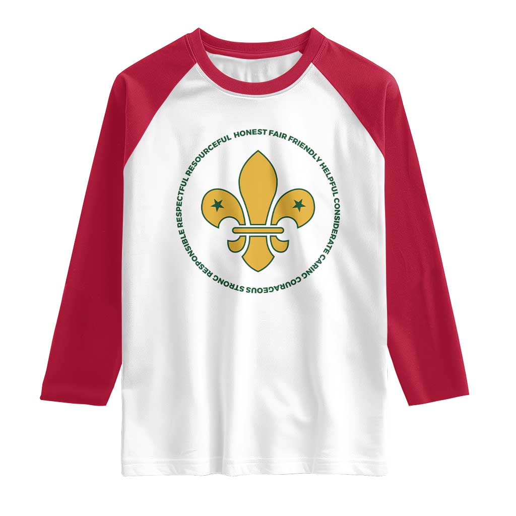 Scout Law Values Raglan Shirt Scouting Troop Leader Fleur-de-Lis