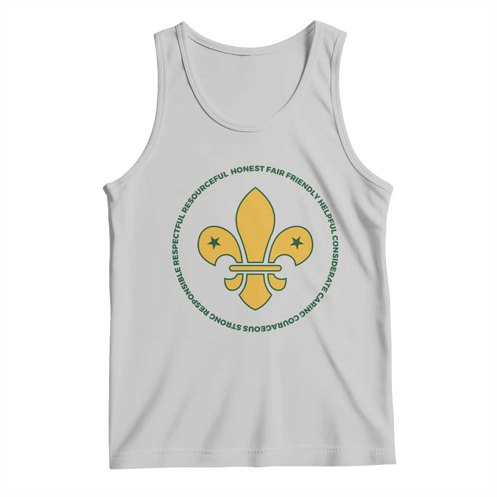 Scout Law Values Tank Top Scouting Troop Leader Fleur-de-Lis
