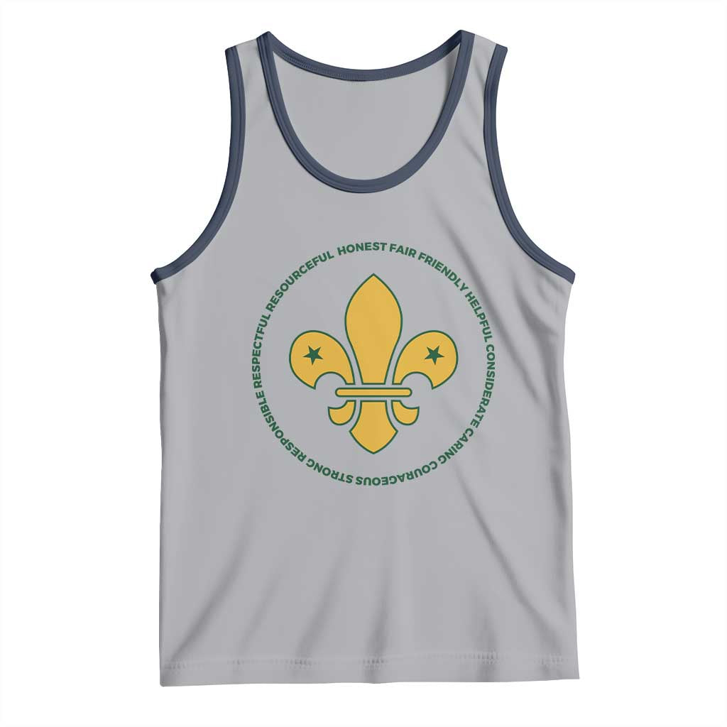 Scout Law Values Tank Top Scouting Troop Leader Fleur-de-Lis