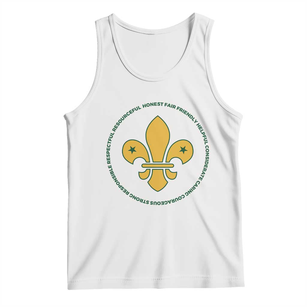 Scout Law Values Tank Top Scouting Troop Leader Fleur-de-Lis