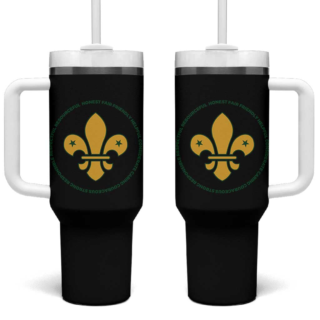 Scout Law Values Tumbler With Handle Scouting Troop Leader Fleur-de-Lis