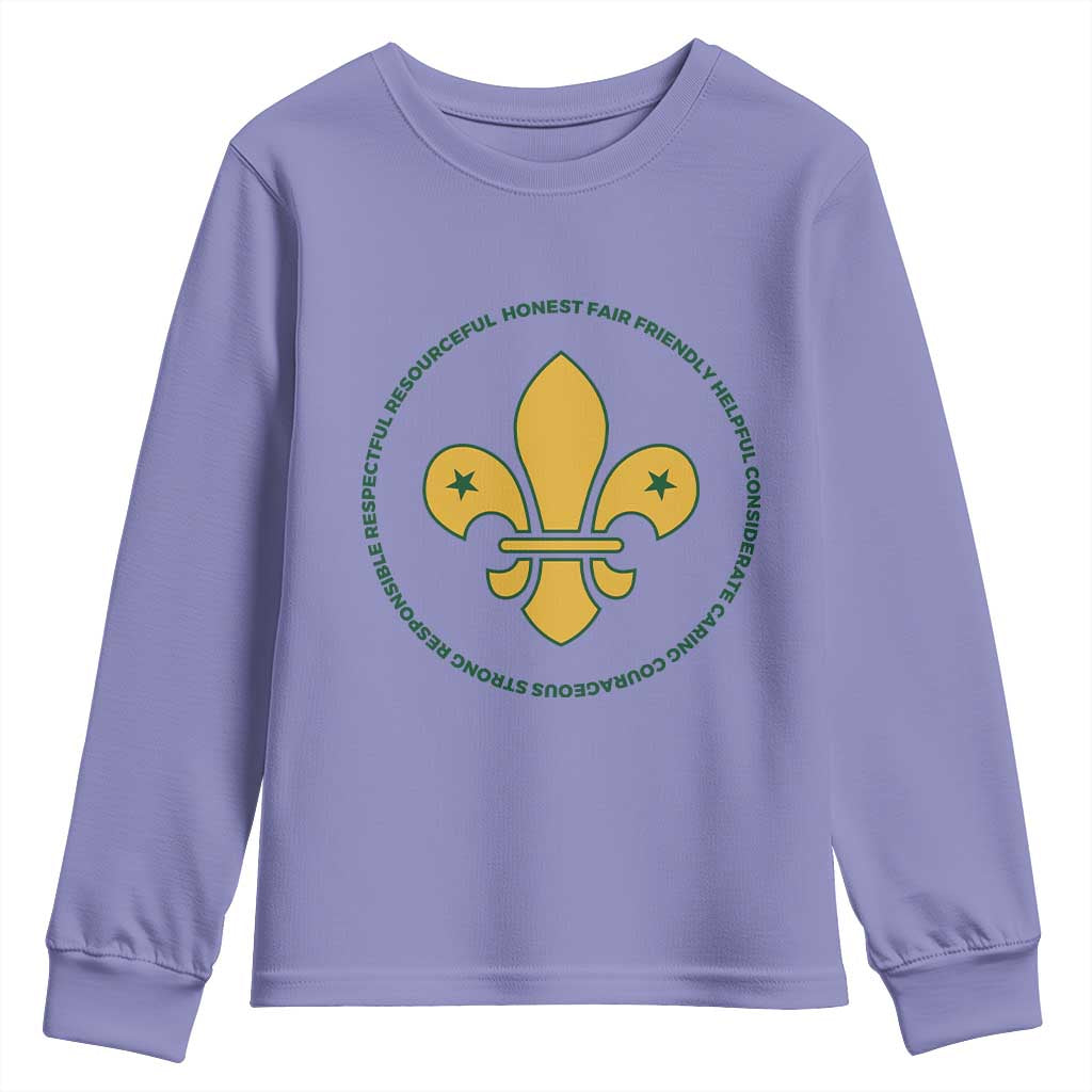 Scout Law Values Youth Sweatshirt Scouting Troop Leader Fleur-de-Lis