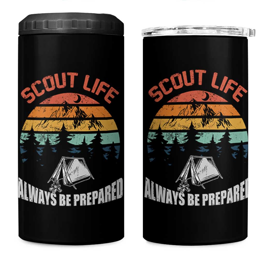 Scout Camping 4 in 1 Can Cooler Tumbler Scout Camping Always Be Prepared Hiking Camping Outdoors Troop Leader