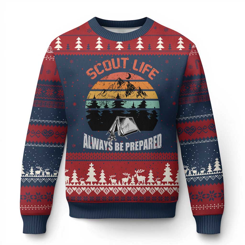Scout Camping Ugly Christmas Sweater Scout Camping Always Be Prepared Hiking Camping Outdoors Troop Leader - Wonder Print Shop