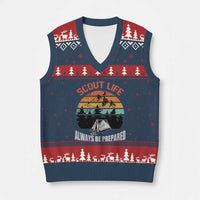 Scout Camping V-Neck Knit Sweater Vest Scout Camping Always Be Prepared Hiking Camping Outdoors Troop Leader - Wonder Print Shop