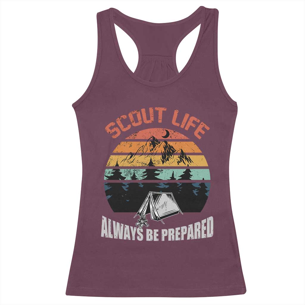 Scout Camping Racerback Tank Top Scout Camping Always Be Prepared Hiking Camping Outdoors Troop Leader