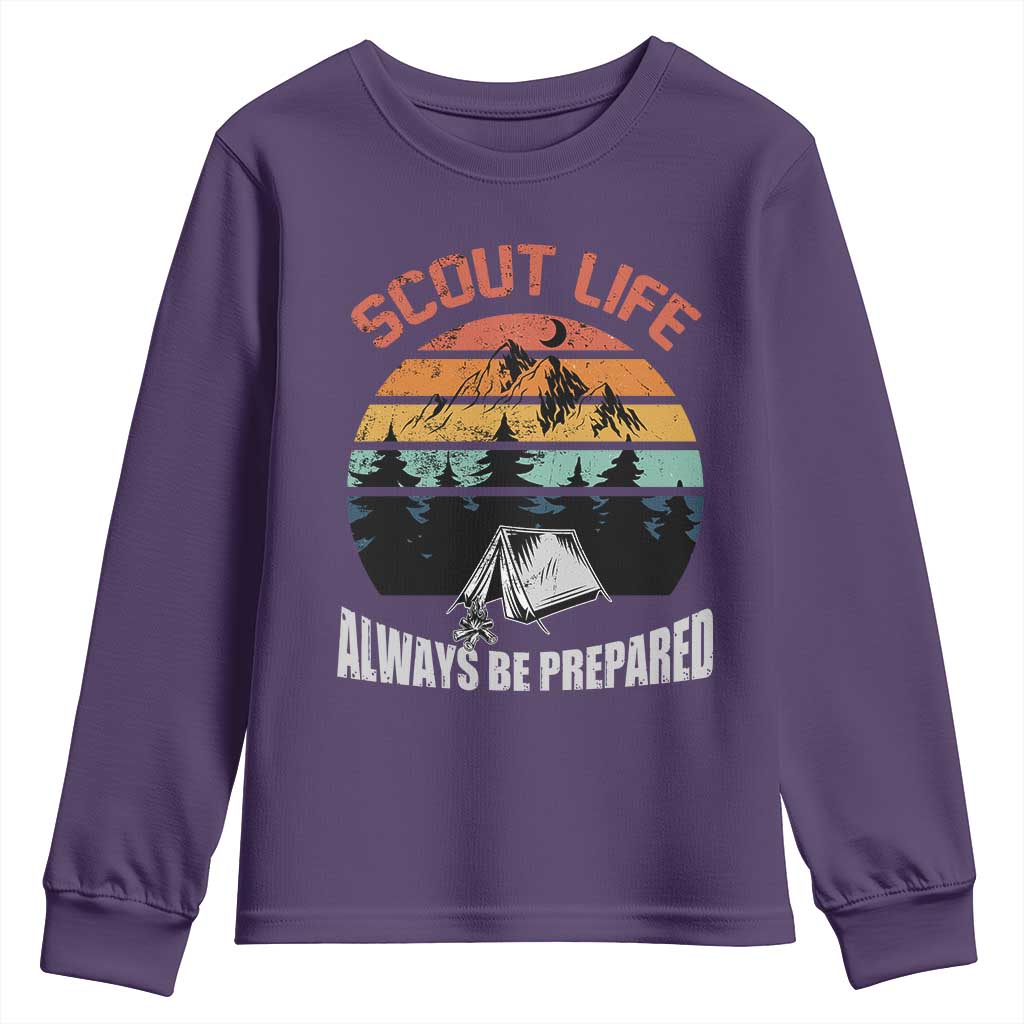 Scout Camping Youth Sweatshirt Scout Camping Always Be Prepared Hiking Camping Outdoors Troop Leader