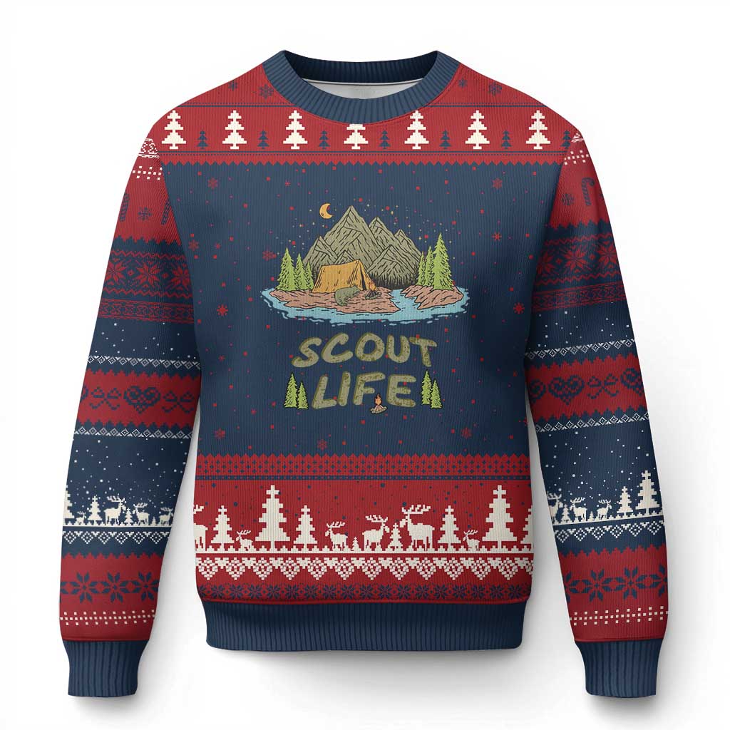 Scout Camping Ugly Christmas Sweater Scout Camping Life Hiking Camping Outdoors Troop Leader - Wonder Print Shop