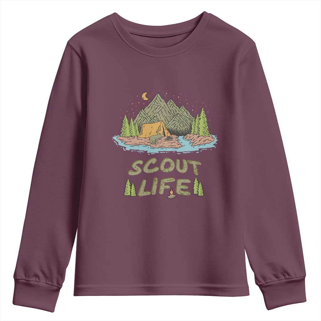 Scout Camping Youth Sweatshirt Scout Camping Life Hiking Camping Outdoors Troop Leader