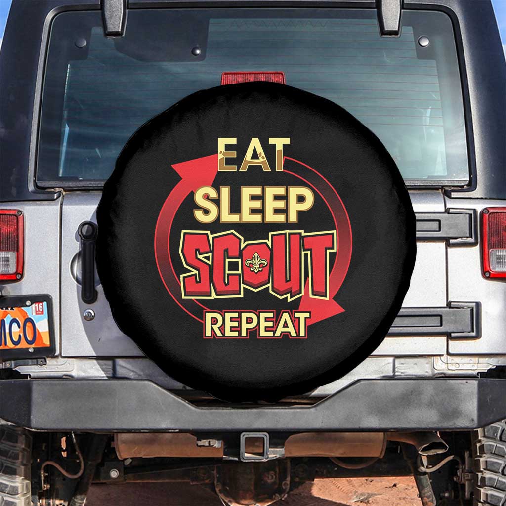 Funny Scout Spare Tire Cover Eat Sleep Scout Repeat Scouting Lovers Camping Hiking Outdoors