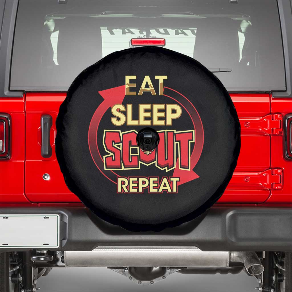 Funny Scout Spare Tire Cover Eat Sleep Scout Repeat Scouting Lovers Camping Hiking Outdoors