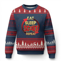 Funny Scout Ugly Christmas Sweater Eat Sleep Scout Repeat Scouting Lovers Camping Hiking Outdoors - Wonder Print Shop