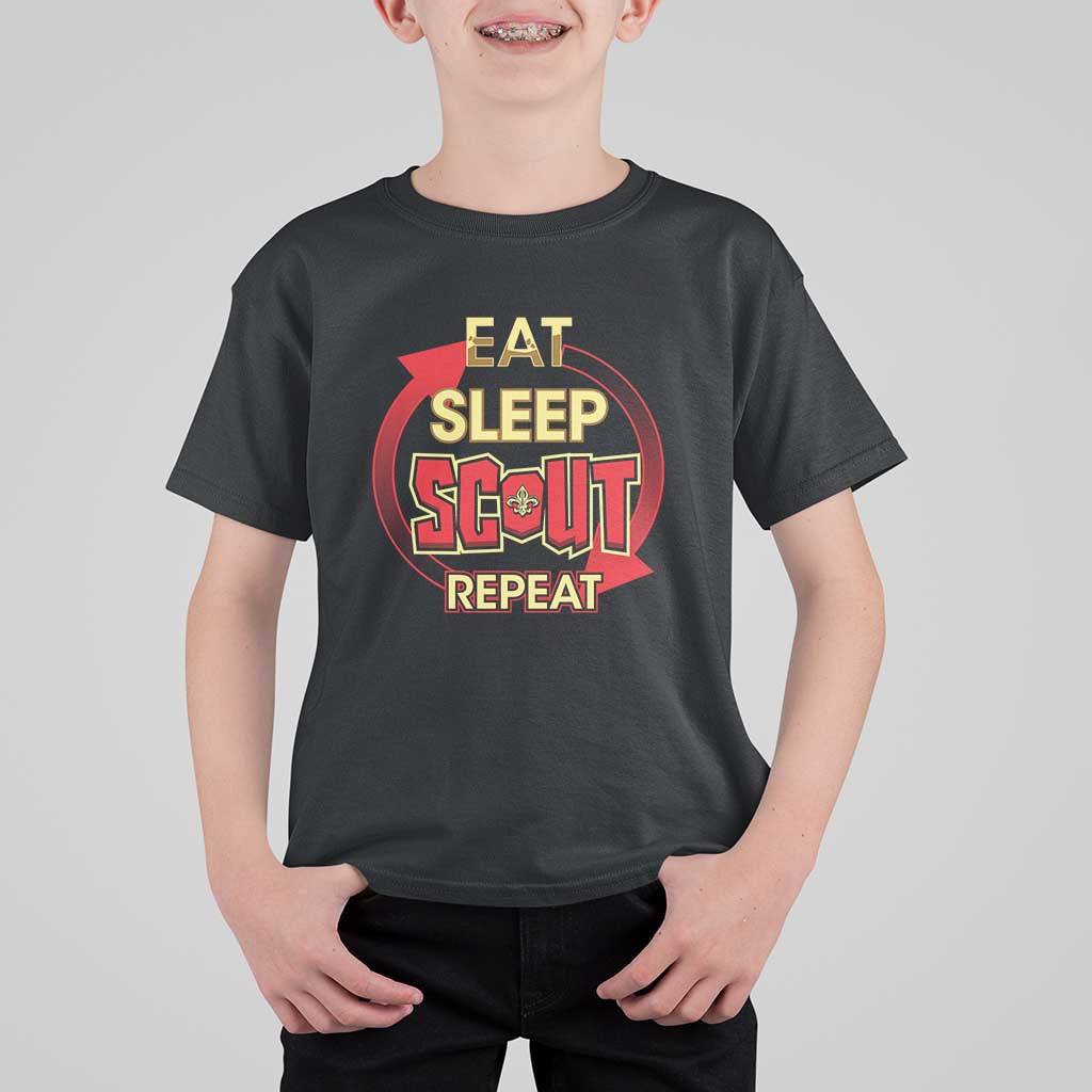Funny Scout T Shirt For Kid Eat Sleep Scout Repeat Scouting Lovers Camping Hiking Outdoors
