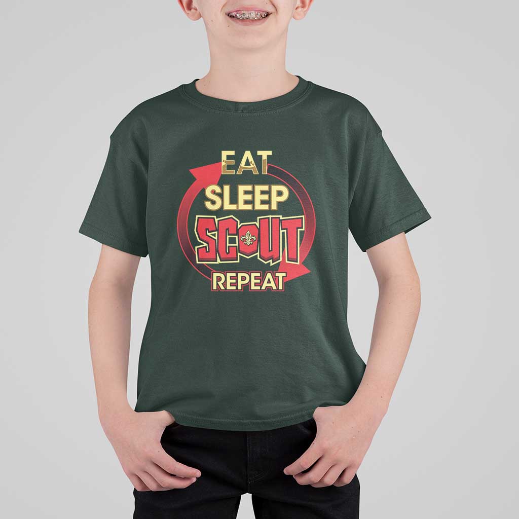 Funny Scout T Shirt For Kid Eat Sleep Scout Repeat Scouting Lovers Camping Hiking Outdoors