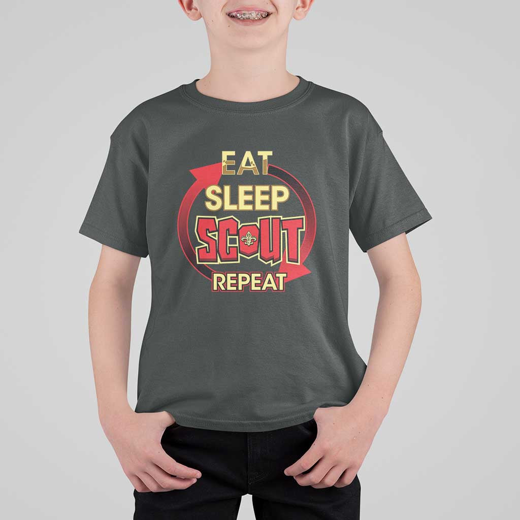 Funny Scout T Shirt For Kid Eat Sleep Scout Repeat Scouting Lovers Camping Hiking Outdoors