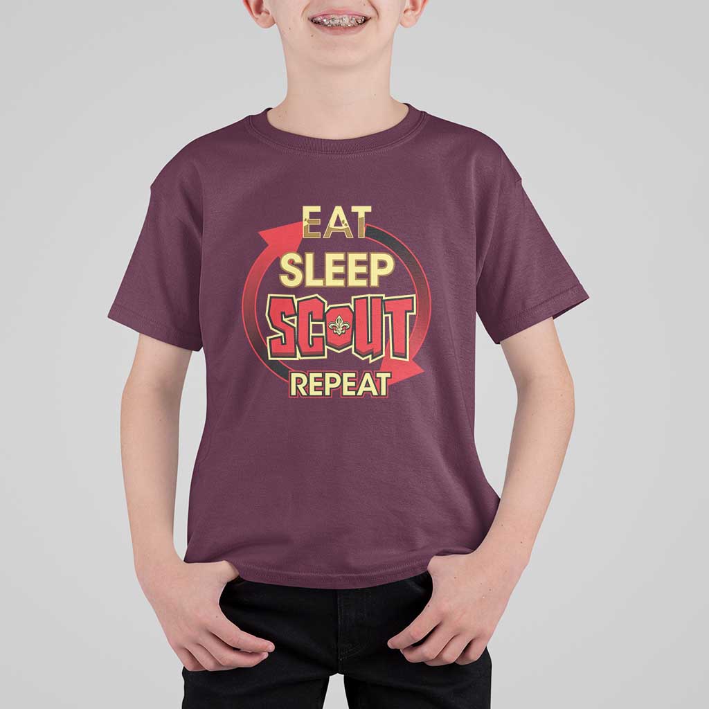 Funny Scout T Shirt For Kid Eat Sleep Scout Repeat Scouting Lovers Camping Hiking Outdoors