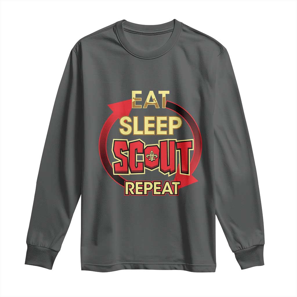 Funny Scout Long Sleeve Shirt Eat Sleep Scout Repeat Scouting Lovers Camping Hiking Outdoors