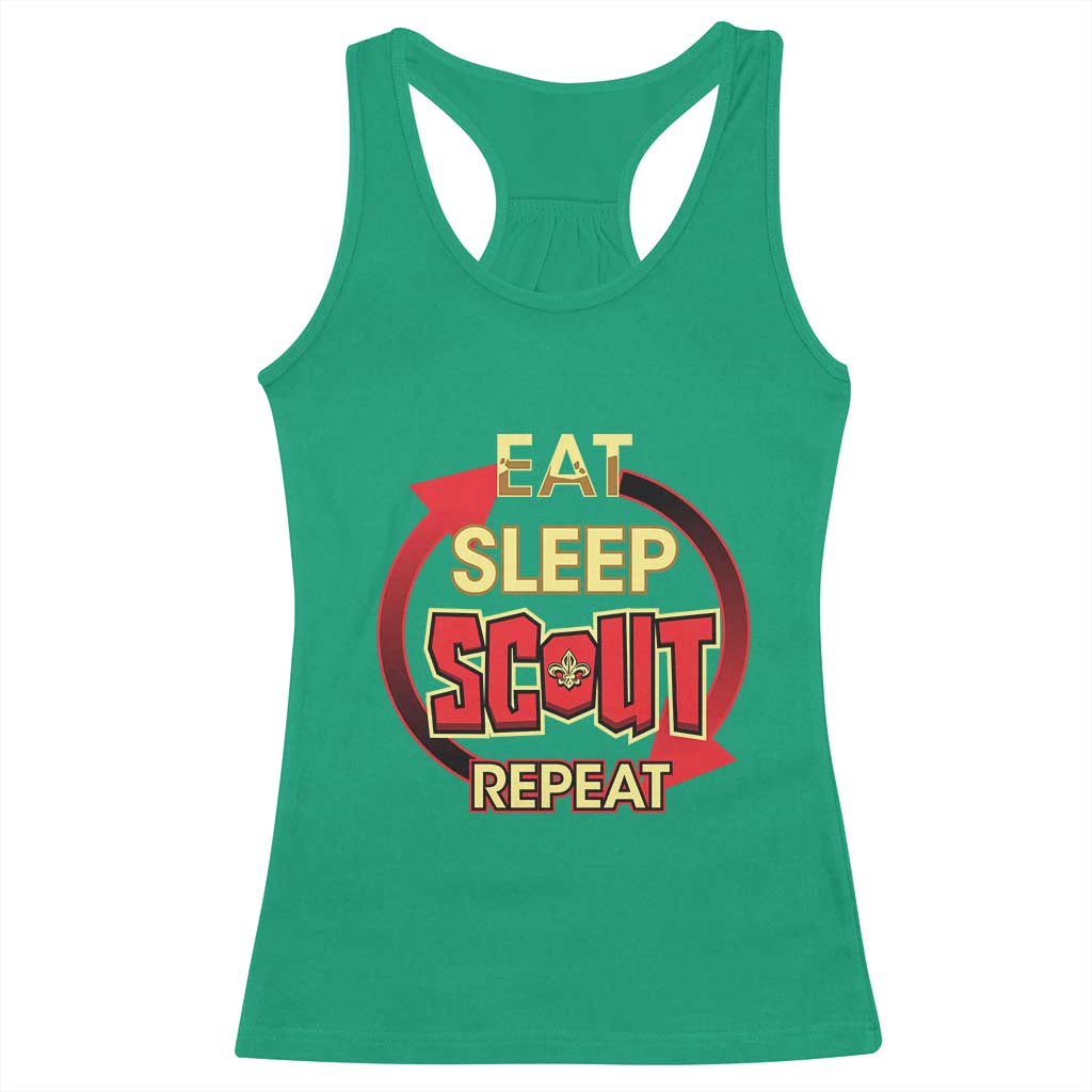 Funny Scout Racerback Tank Top Eat Sleep Scout Repeat Scouting Lovers Camping Hiking Outdoors