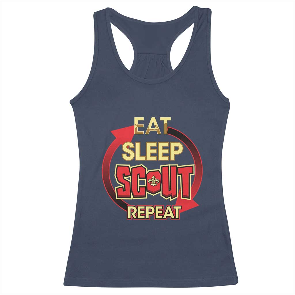 Funny Scout Racerback Tank Top Eat Sleep Scout Repeat Scouting Lovers Camping Hiking Outdoors
