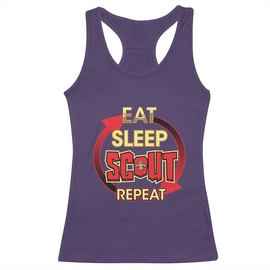 Funny Scout Racerback Tank Top Eat Sleep Scout Repeat Scouting Lovers Camping Hiking Outdoors