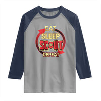 Funny Scout Raglan Shirt Eat Sleep Scout Repeat Scouting Lovers Camping Hiking Outdoors